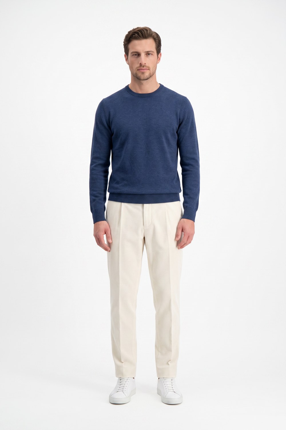 PANTALONE TASCA AMERICA IN VELLUTO CON TASCHE SUL RETRO COLOR PANNA