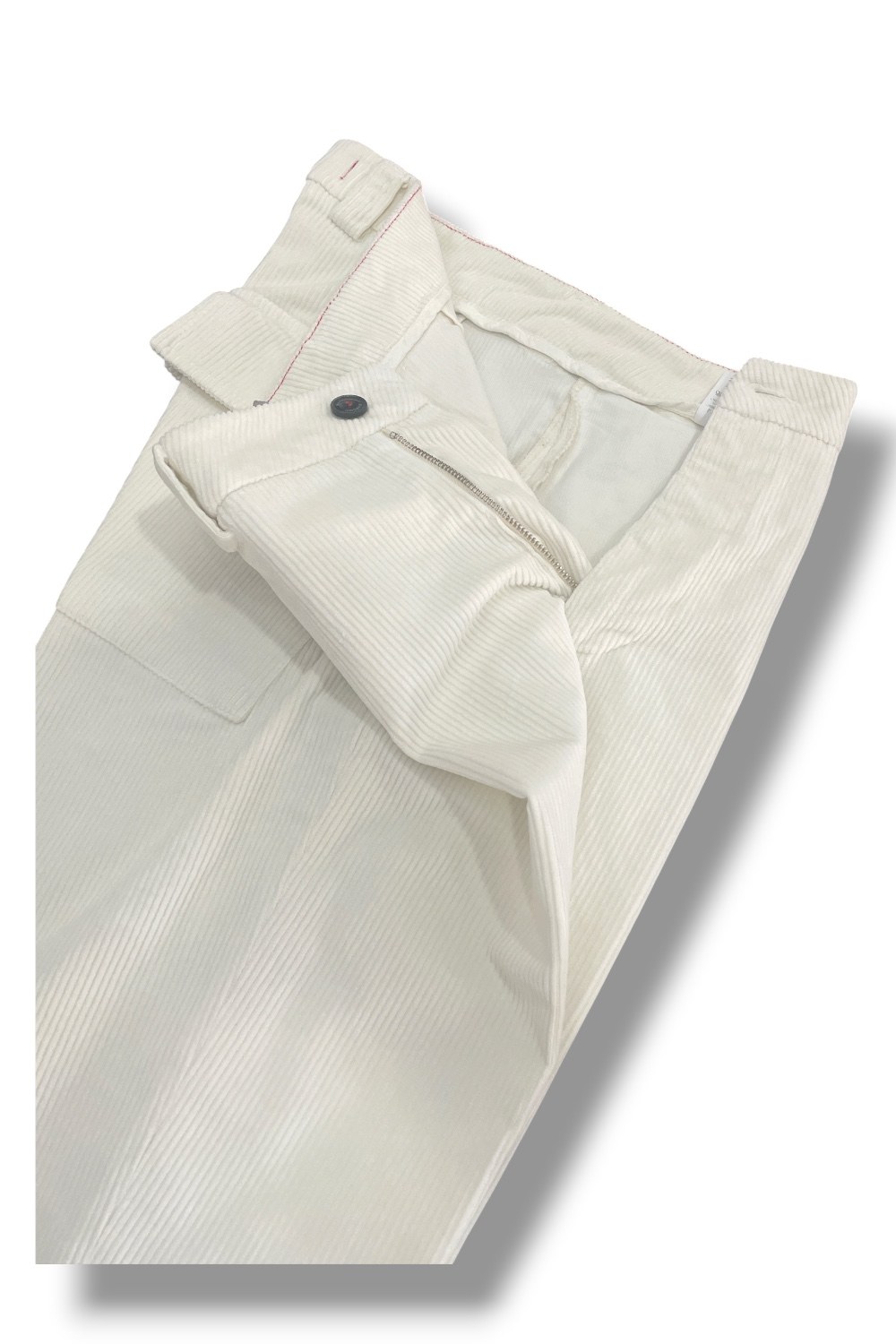 Pantalone tasca america in velluto con tasche sul retro Regular fit color panna - immagine 5