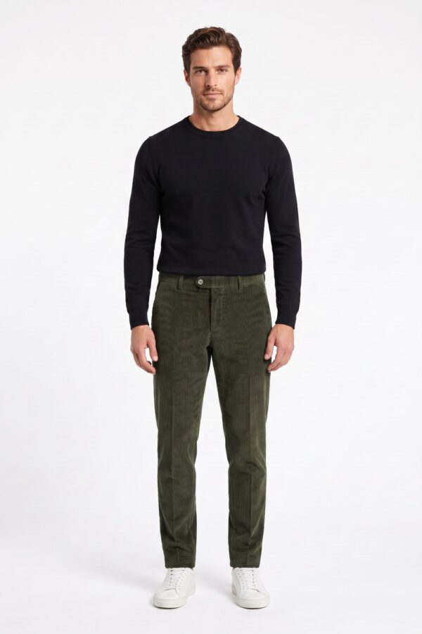 PANTALONE TASCA AMERICA CON PATTINE SUL RETRO COMFORT FIT COLOR VERDE MILITARE