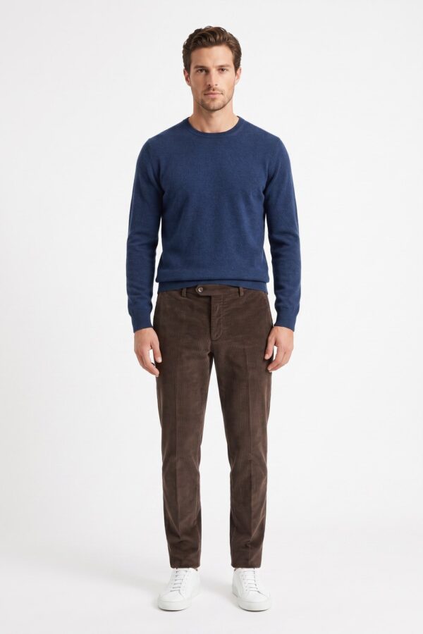 PANTALONE IN VELLUTO 500 RIGHE SLIM FIT COLOR MORO