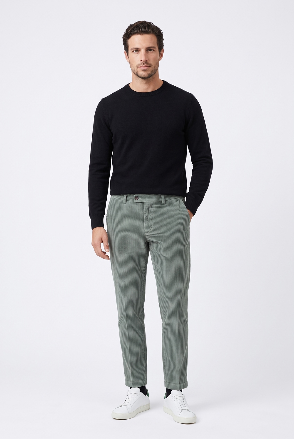 Pantalone in velluto rocciatore Regular fit color oliva