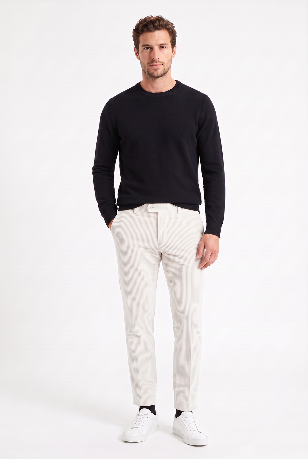 Pantalone in velluto rocciatore Regular fit color panna