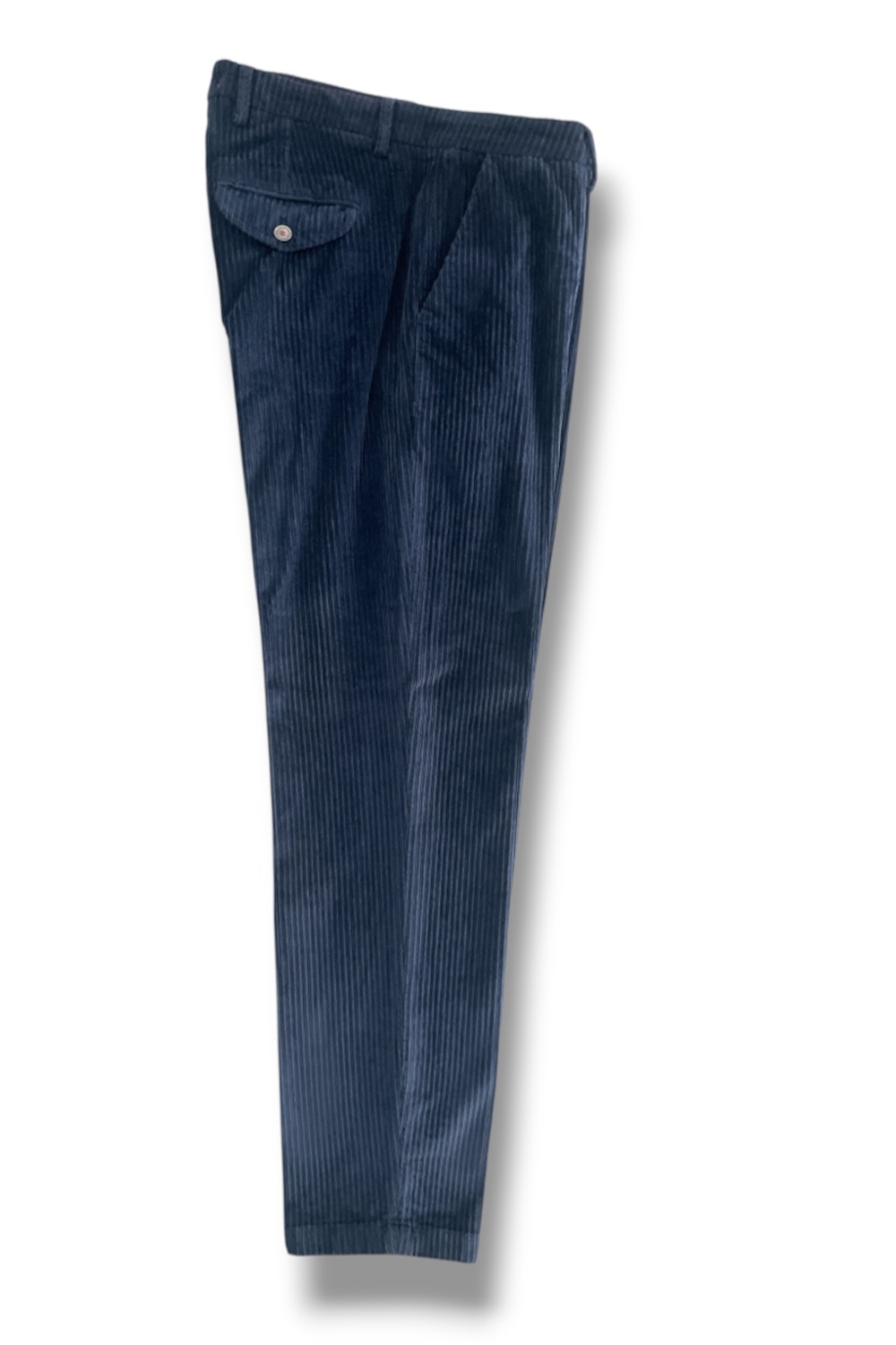 Pantalone con pattine Comfort fit in velluto a righe color blu scuro - immagine 3