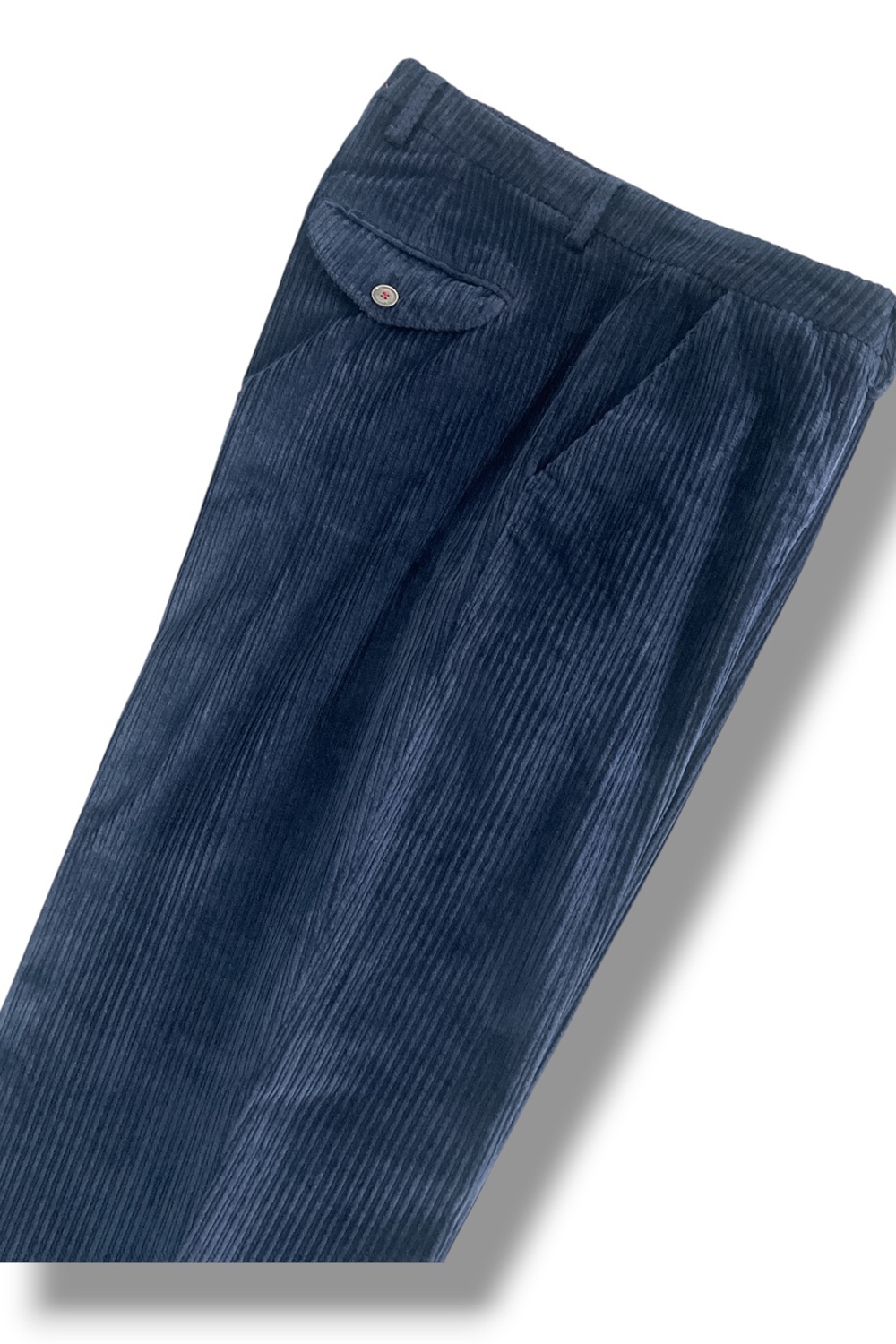 Pantalone con pattine Comfort fit in velluto a righe color blu scuro - immagine 4