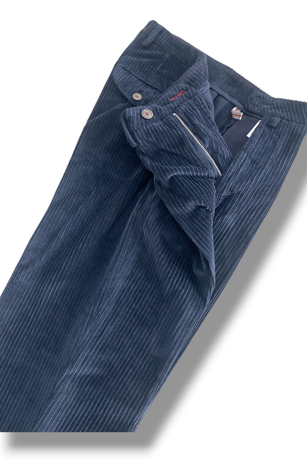 Pantalone con pattine Comfort fit in velluto a righe color blu scuro - immagine 5