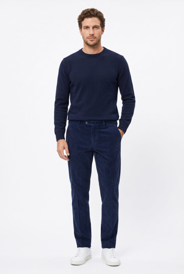 Pantalone in velluto 1000 righe Regular fit color blu scuro