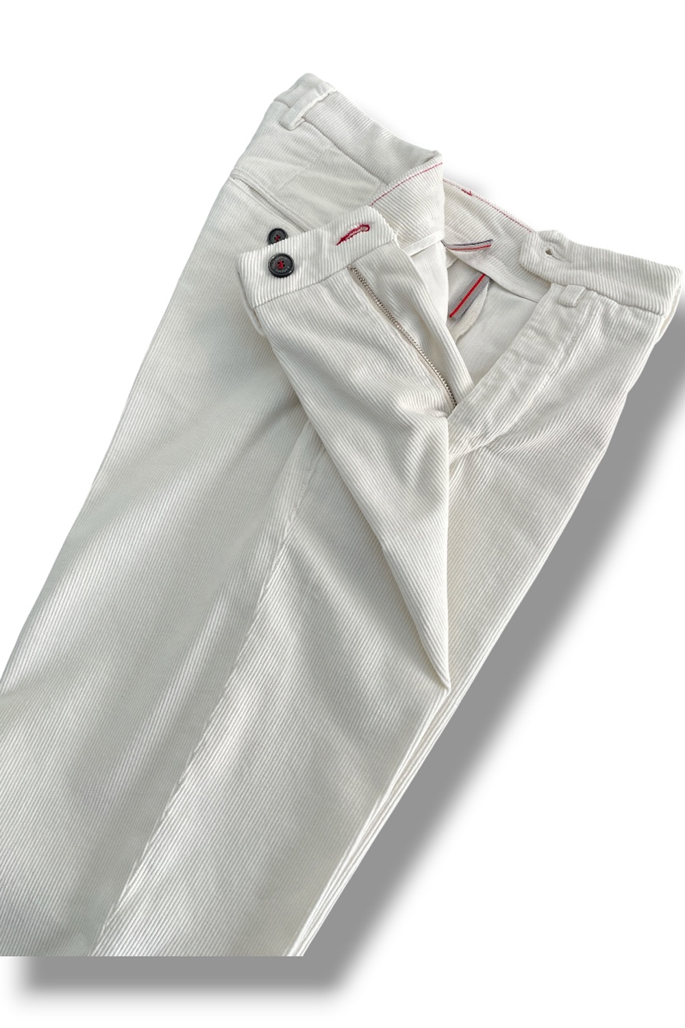 Pantalone in velluto 1000 righe Regular fit color panna - immagine 3