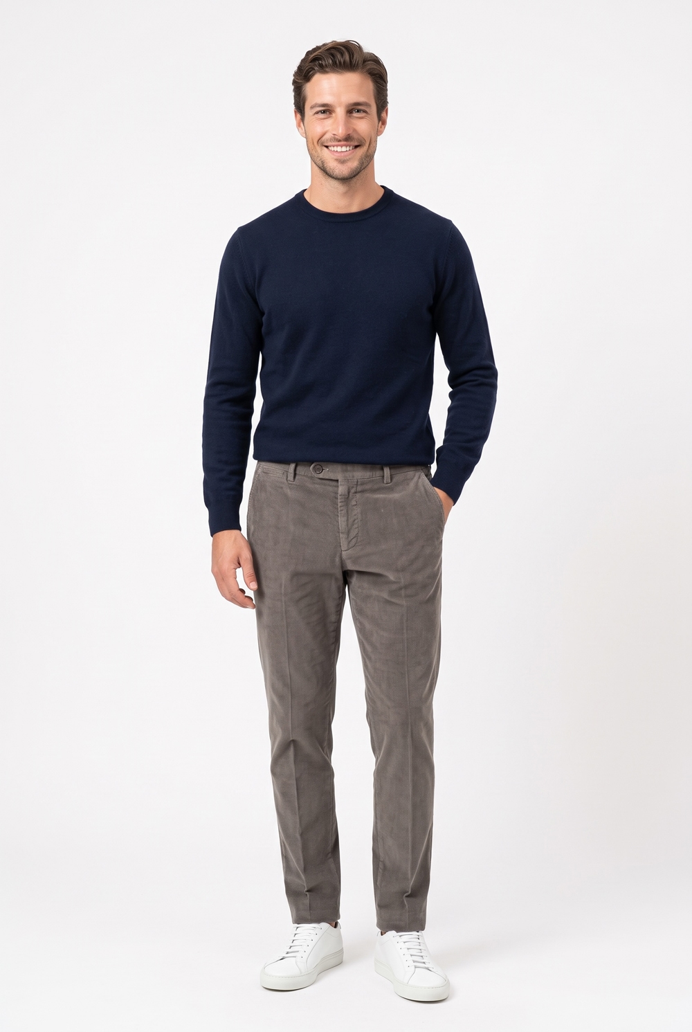 Pantalone in velluto 1000 righe Regular fit color tortora