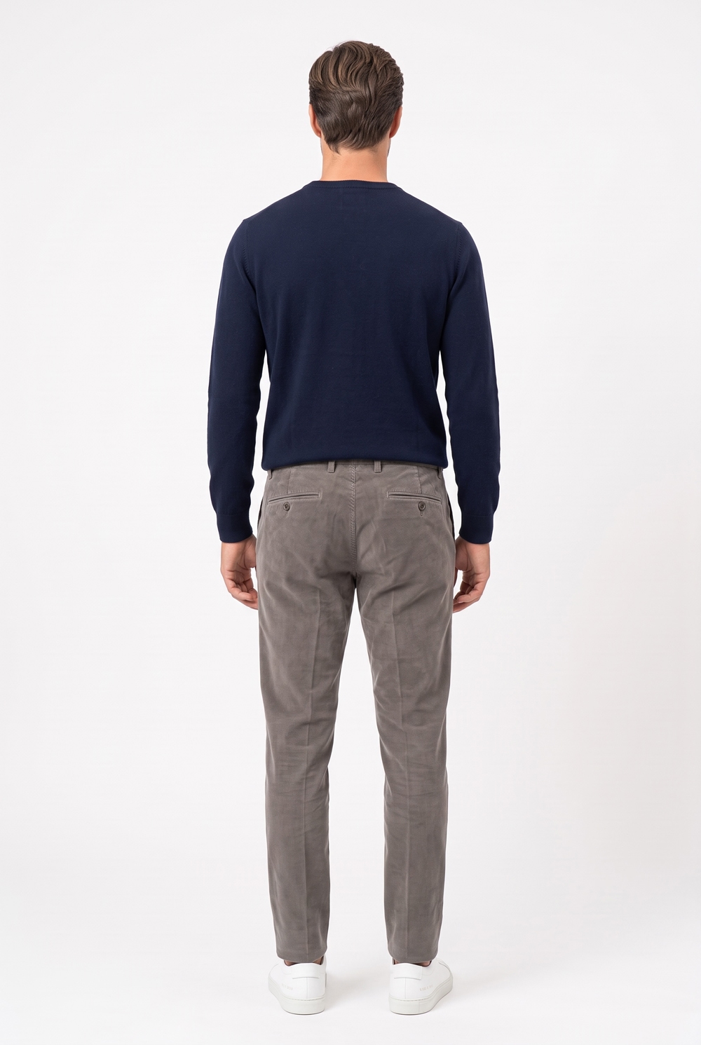 Pantalone in velluto 1000 righe Regular fit color tortora - immagine 2