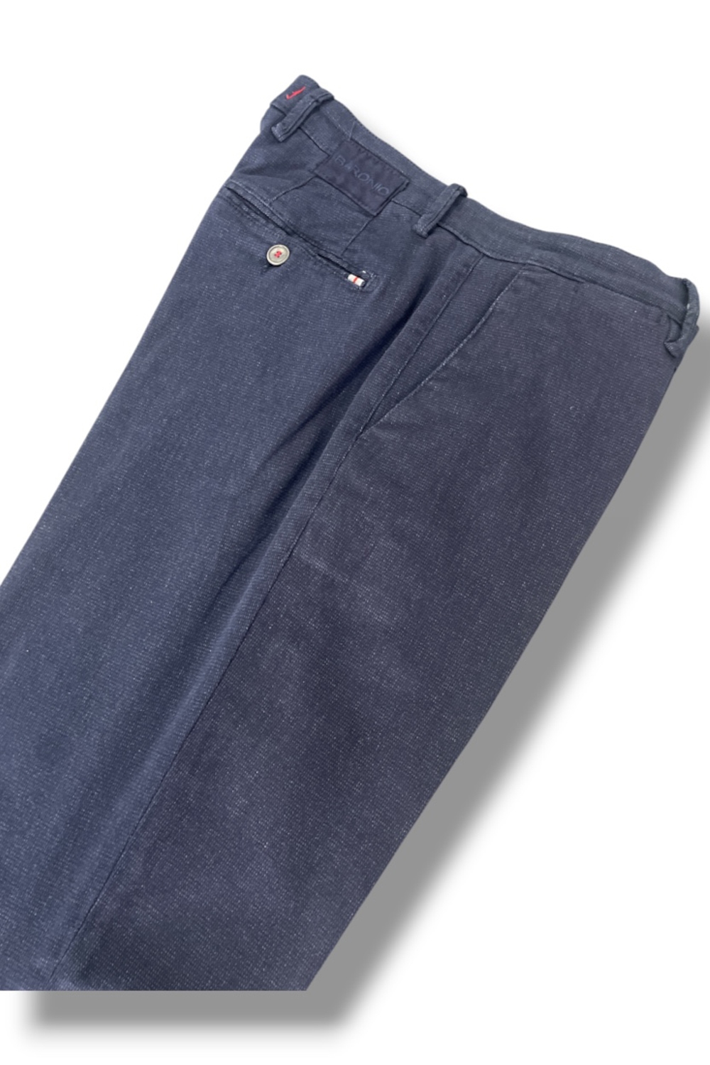 Pantalone in cotone tinto filo Regular fit color blu scuro - immagine 4