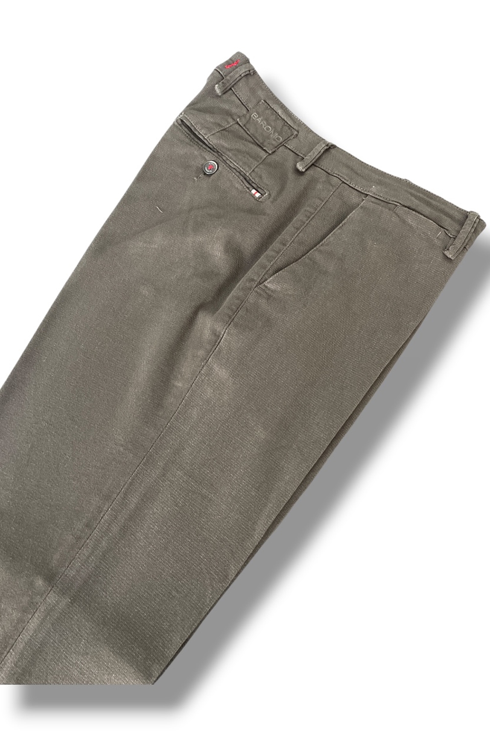 Pantalone in cotone tinto filo Regular fit color tortora - immagine 4