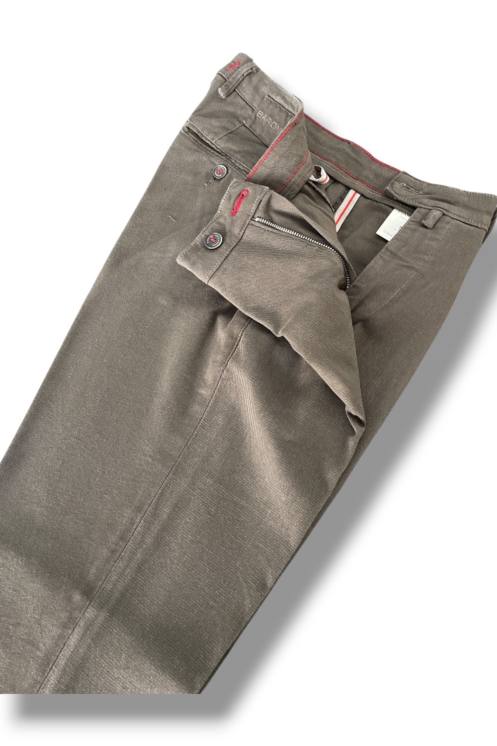 Pantalone in cotone tinto filo Regular fit color tortora - immagine 5