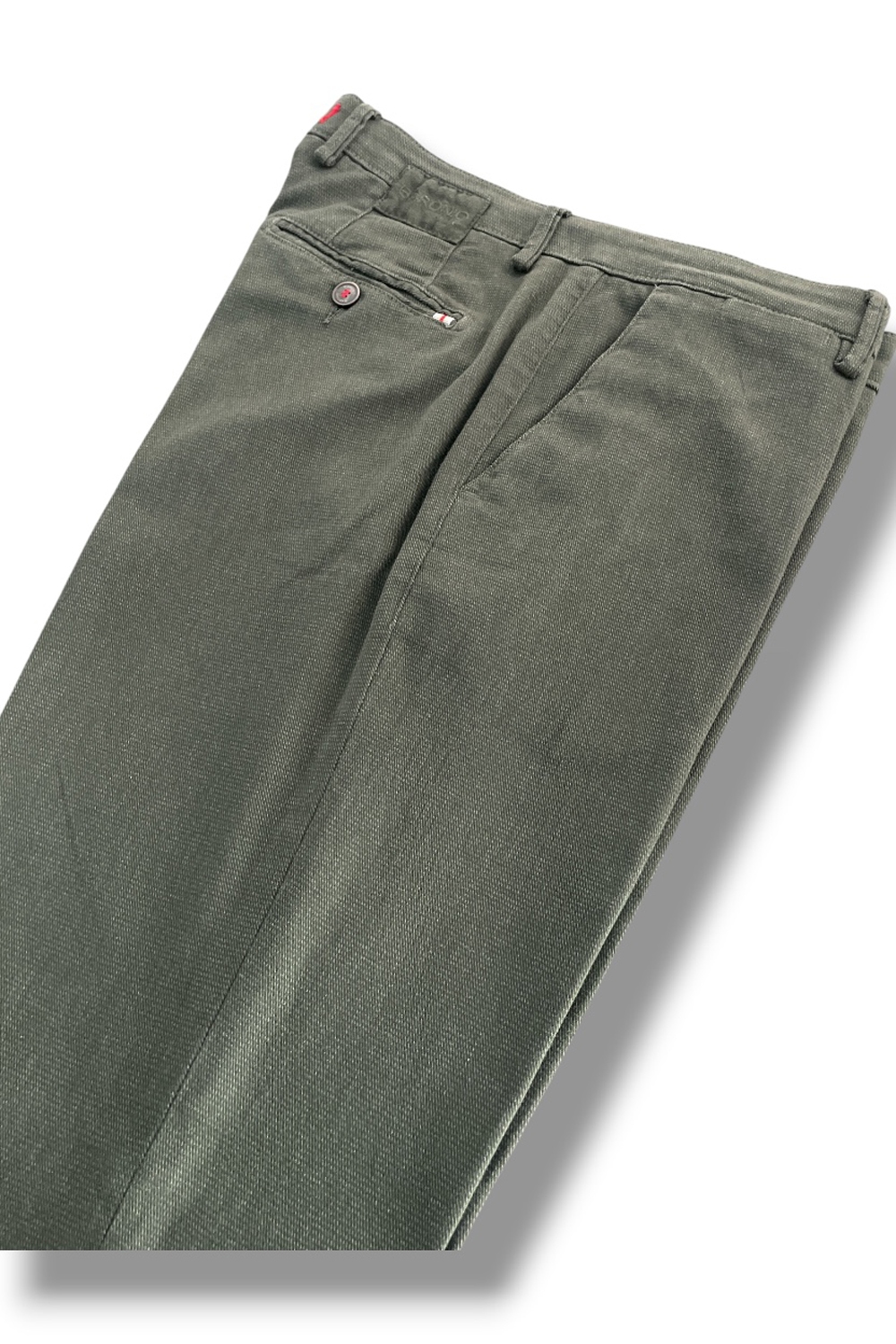 Pantalone in cotone tinto filo Regular fit color verde militare - immagine 4