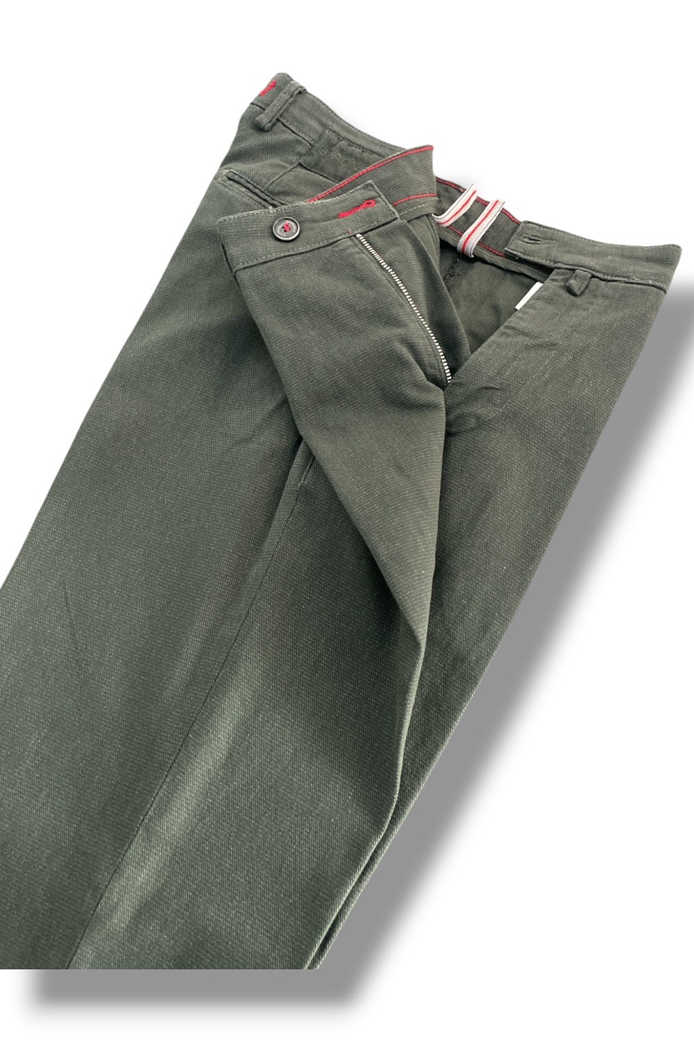 Pantalone in cotone tinto filo Regular fit color verde militare - immagine 5