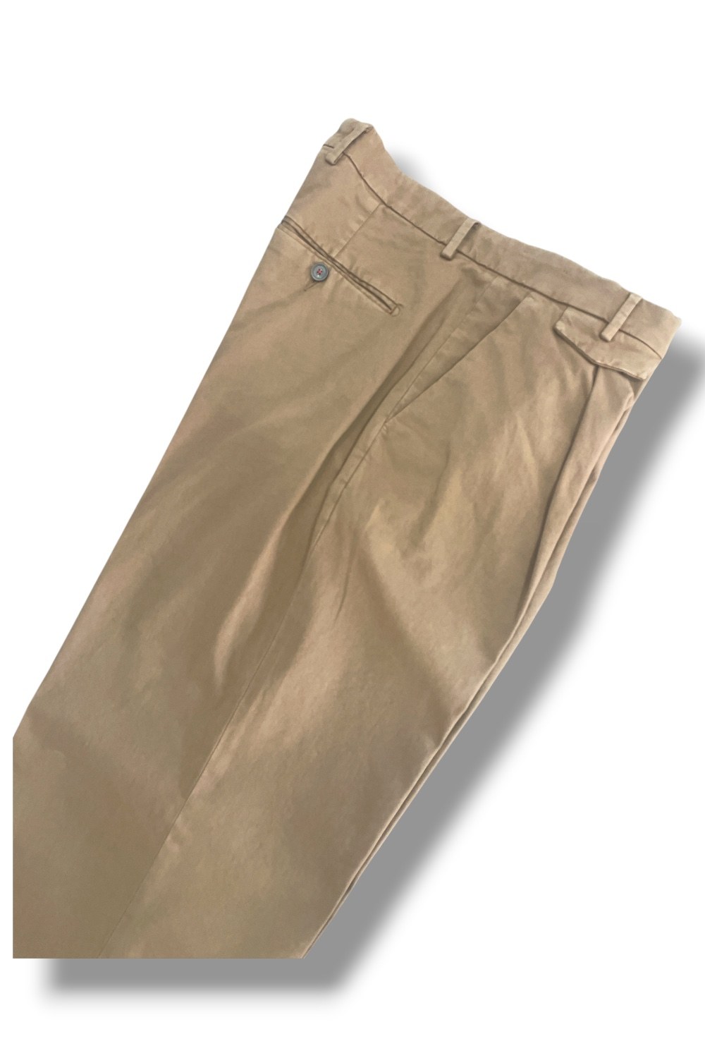 Pantalone tasca america con pinces in cotone rasatello Comfort fit color biscotto - immagine 4