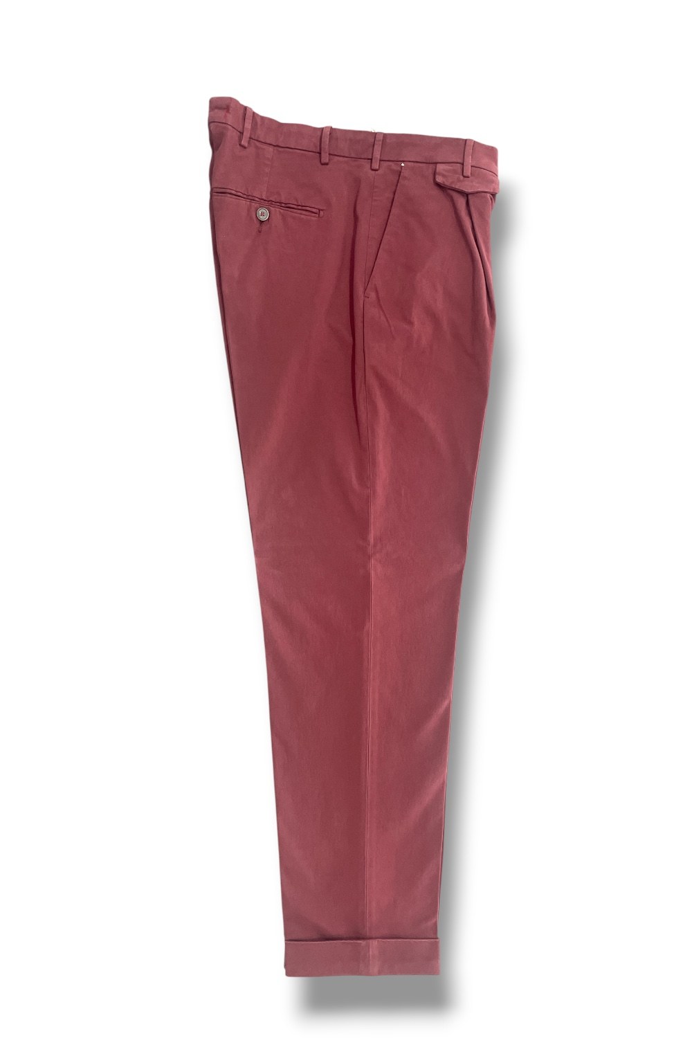 Pantalone tasca america con pinces in cotone rasatello Comfort fit color bordeaux - immagine 3