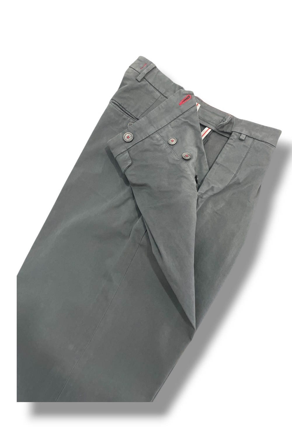Pantalone tasca america con pinces in cotone rasatello Comfort fit color grigio scuro - immagine 5