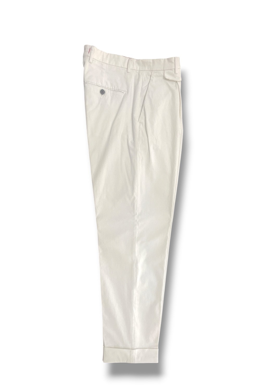 Pantalone tasca america con pinces in cotone rasatello Comfort fit color panna - immagine 3