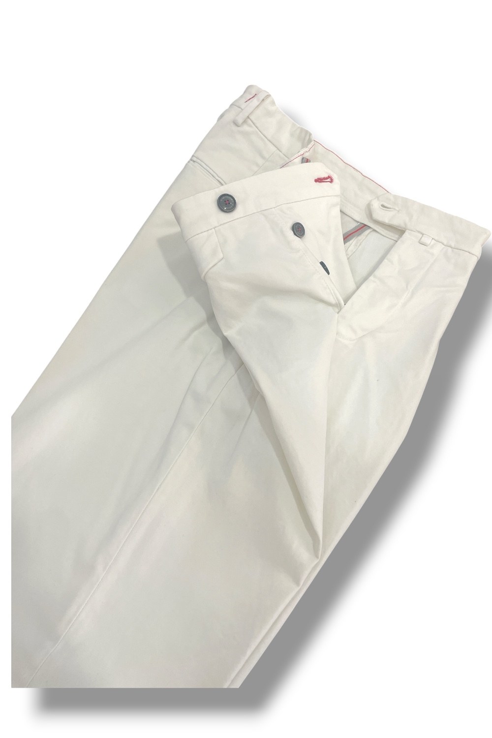 Pantalone tasca america con pinces in cotone rasatello Comfort fit color panna - immagine 5