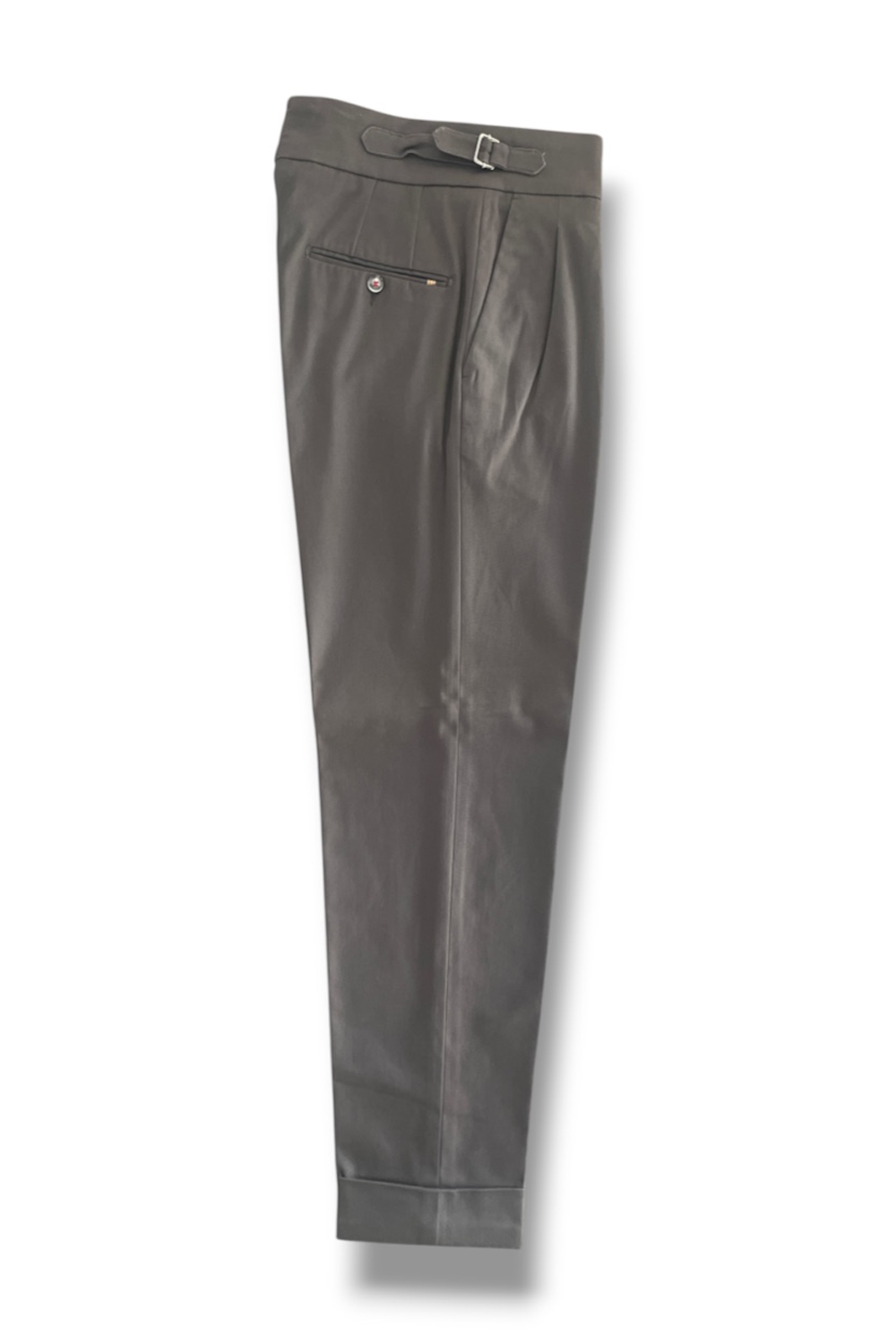 Pantalone con fibbie in cotone twill Regular fit color grigio medio - immagine 3