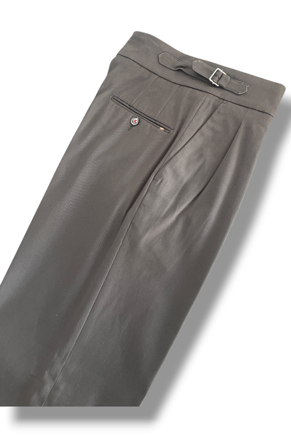 Pantalone con fibbie in cotone twill Regular fit color grigio medio - immagine 4
