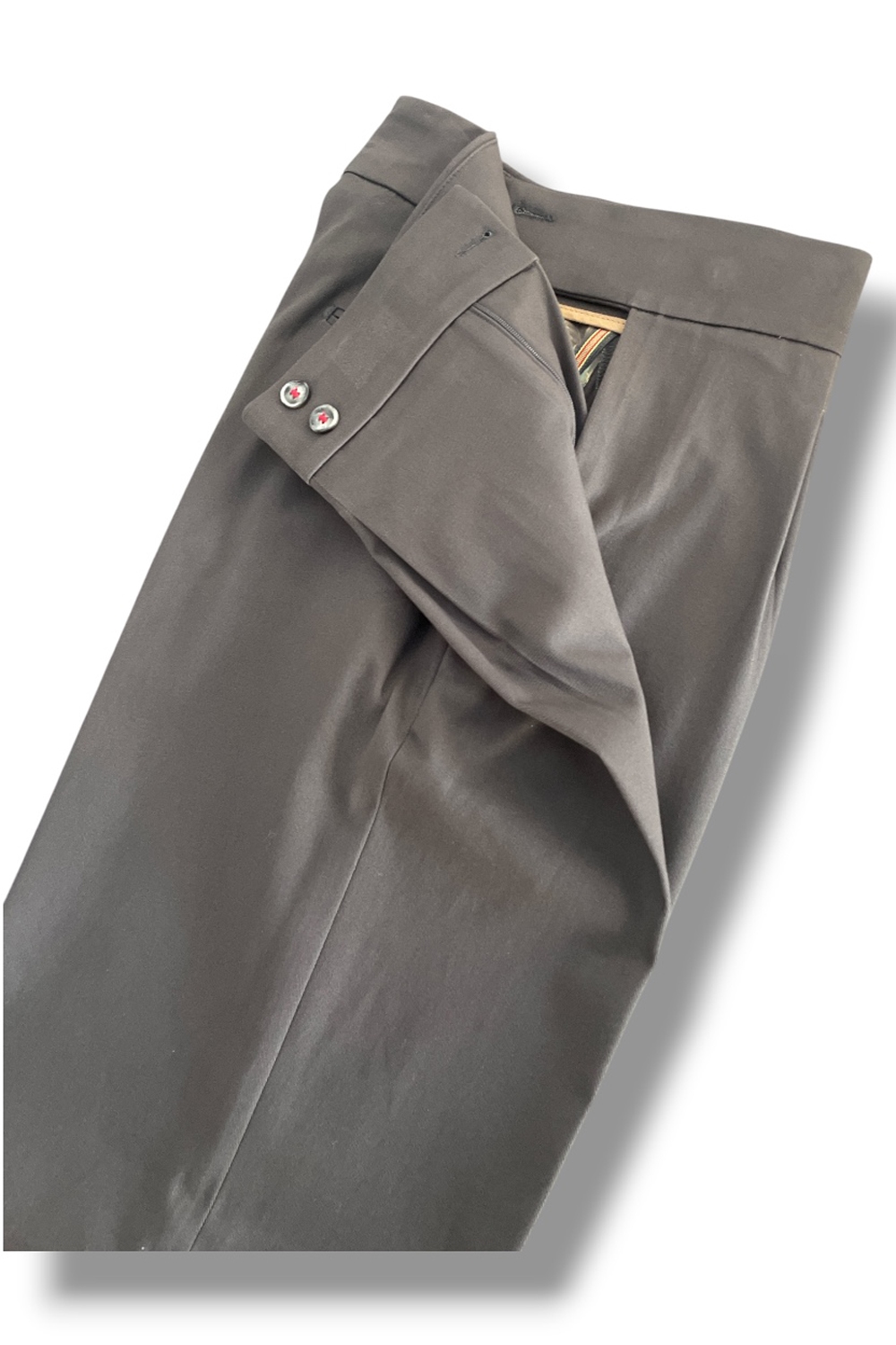 Pantalone con fibbie in cotone twill Regular fit color grigio medio - immagine 5